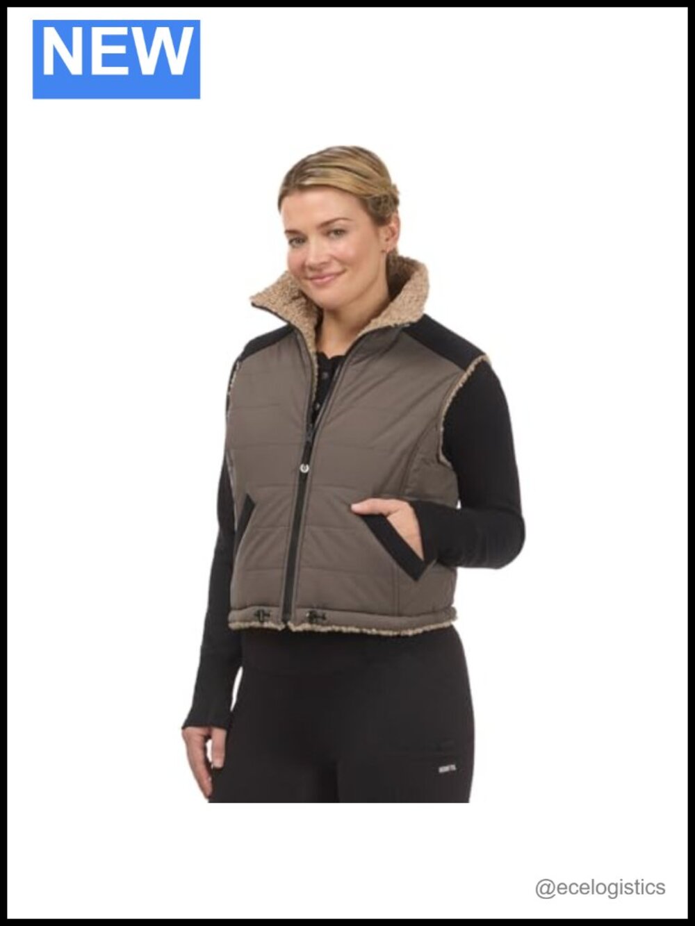 Reversible Sherpa Fleece Equestrian Vest Water Resistant Canvas